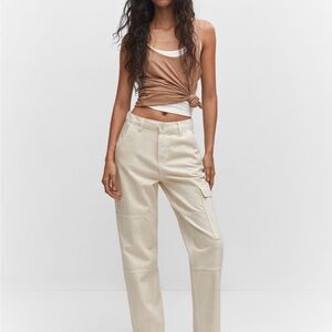 Tan Wrap Top and Cream Cargo Pants